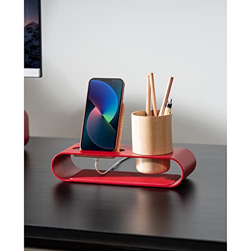 DailyObjects Cirque Phone and Pen Stand (Red) Multi Viewing Angle for Mobile/Tablet | Storage Organizer | Portable Adjustable Holder Compatible with iPhone Android Smartphones | Perfect for Office - Image 3