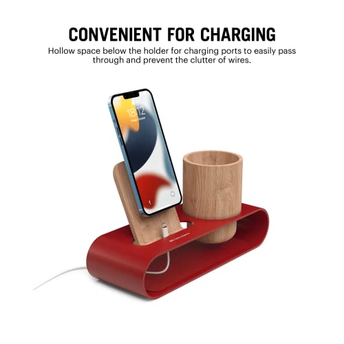 DailyObjects Cirque Phone and Pen Stand (Red) Multi Viewing Angle for Mobile/Tablet | Storage Organizer | Portable Adjustable Holder Compatible with iPhone Android Smartphones | Perfect for Office - Image 4