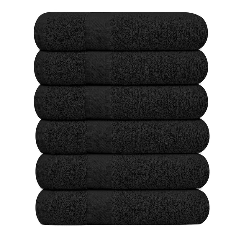 KAHAF COLLECTION 6 Pack Bath Towels Set 27 x 54 Inches 100 Ring Spun Cotton Lightweight Quick Dry Highly Absorbent Towels Black 27x54 Inches - Image 2