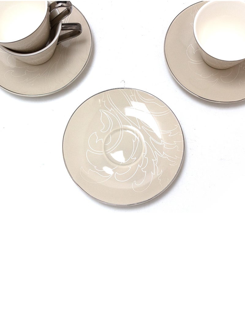BLACKSTONE - Tea Cup & Saucer Set 12 Pcs Fine Porcelain 215ml Tea Sets,Comprises 6 Cups and 6 Saucers - Image 1