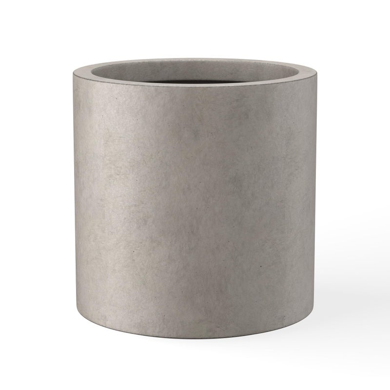 Kante 12.6" Dia Round Concrete Planter, Modern Style Large Cylindrical Plant Pot with Drainage Hole and Rubber Plug for Indoor Outdoor Patio, Weathered Concrete - Image 1
