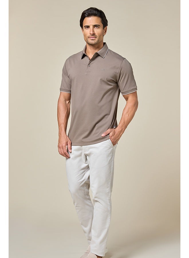 Mannerism The Soft Mocha Brown Cotton Polo Comfort Fit - Image 4