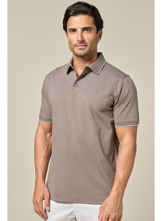 Mannerism The Soft Mocha Brown Cotton Polo Comfort Fit - Image 1