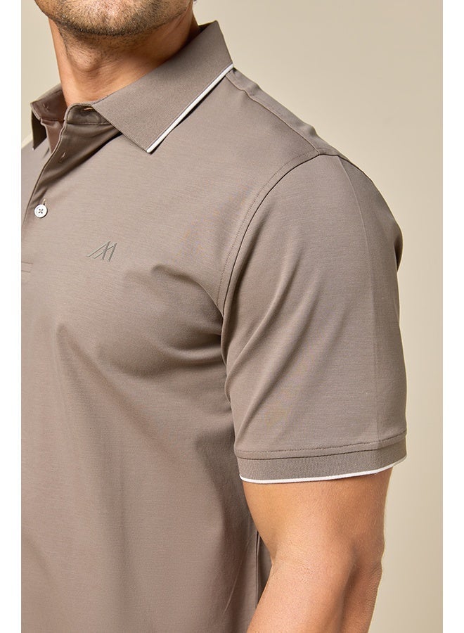 Mannerism The Soft Mocha Brown Cotton Polo Comfort Fit - Image 5