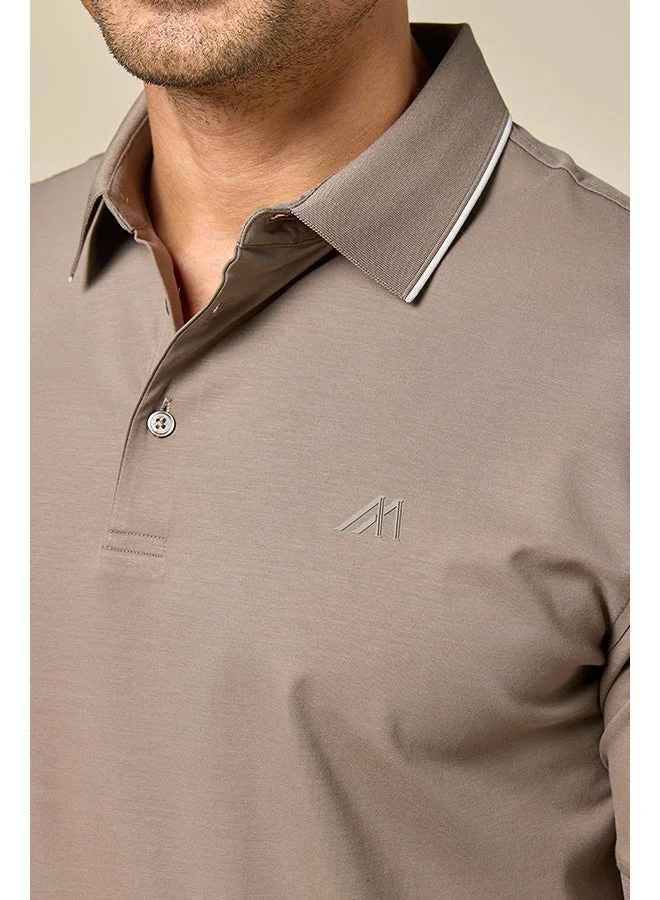 Mannerism The Soft Mocha Brown Cotton Polo Comfort Fit