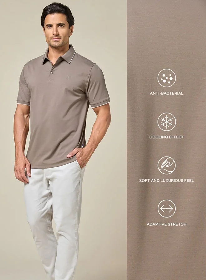 MANNERISM  The Soft Mocha Brown Cotton Polo Comfort Fit for Men | Best Price UAE