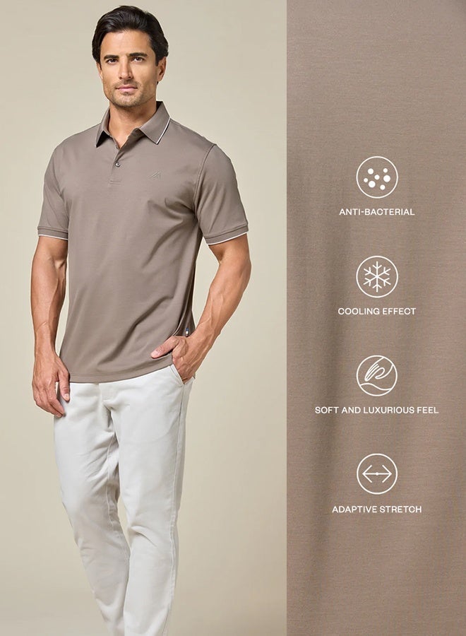 Mannerism The Soft Mocha Brown Cotton Polo Comfort Fit - Image 3