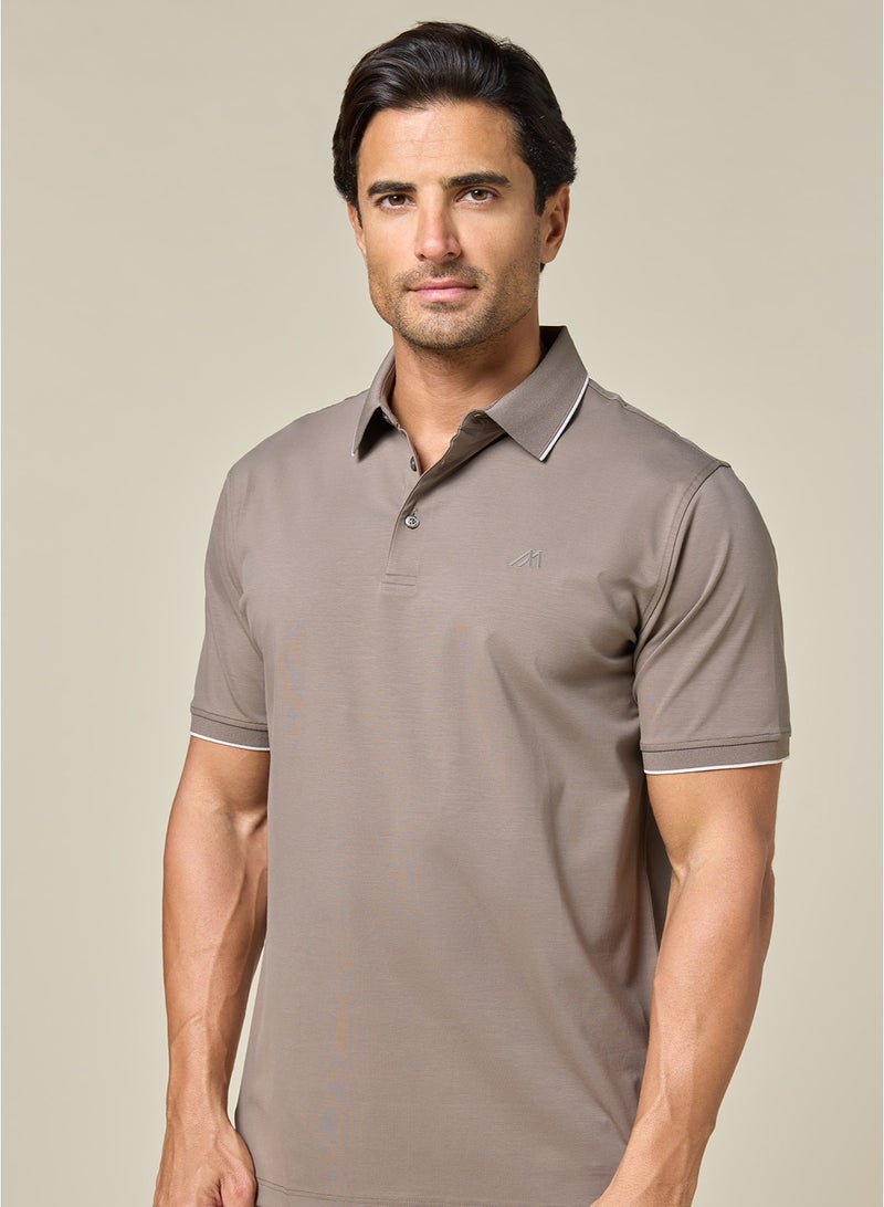 مانرزم The Soft Mocha Brown Cotton Polo Comfort Fit - Image 1