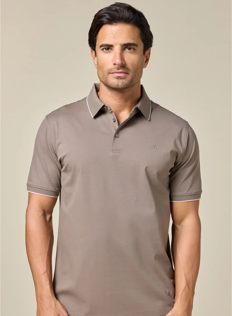 Mannerism The Soft Mocha Brown Cotton Polo Comfort Fit