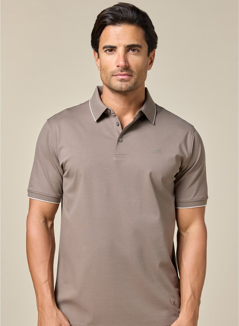 مانرزم The Soft Mocha Brown Cotton Polo Comfort Fit - Image 2