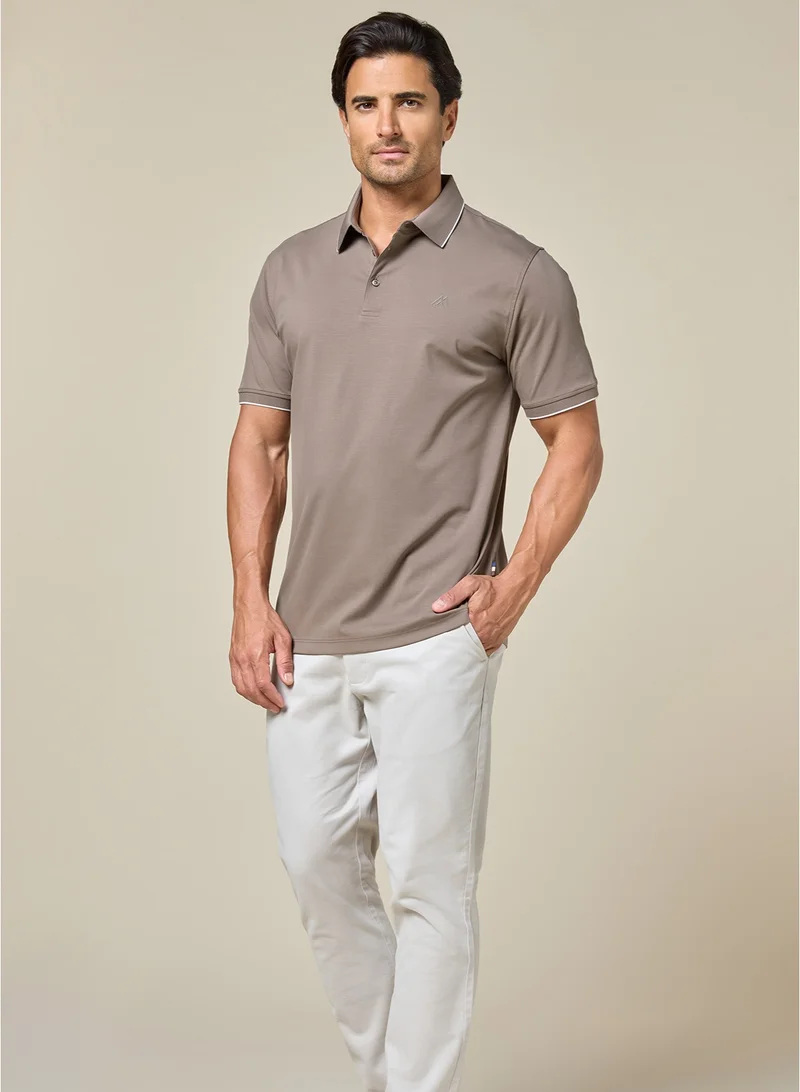 MANNERISM  The Soft Mocha Brown Cotton Polo Comfort Fit for Men | Best Price UAE