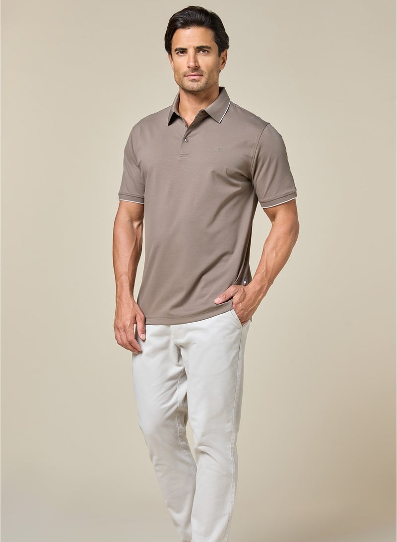 مانرزم The Soft Mocha Brown Cotton Polo Comfort Fit - Image 4