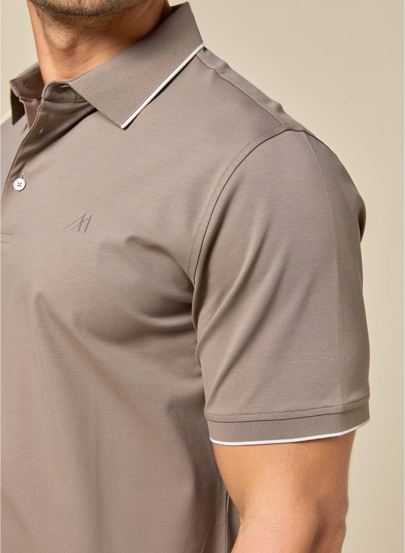 مانرزم The Soft Mocha Brown Cotton Polo Comfort Fit - Image 5