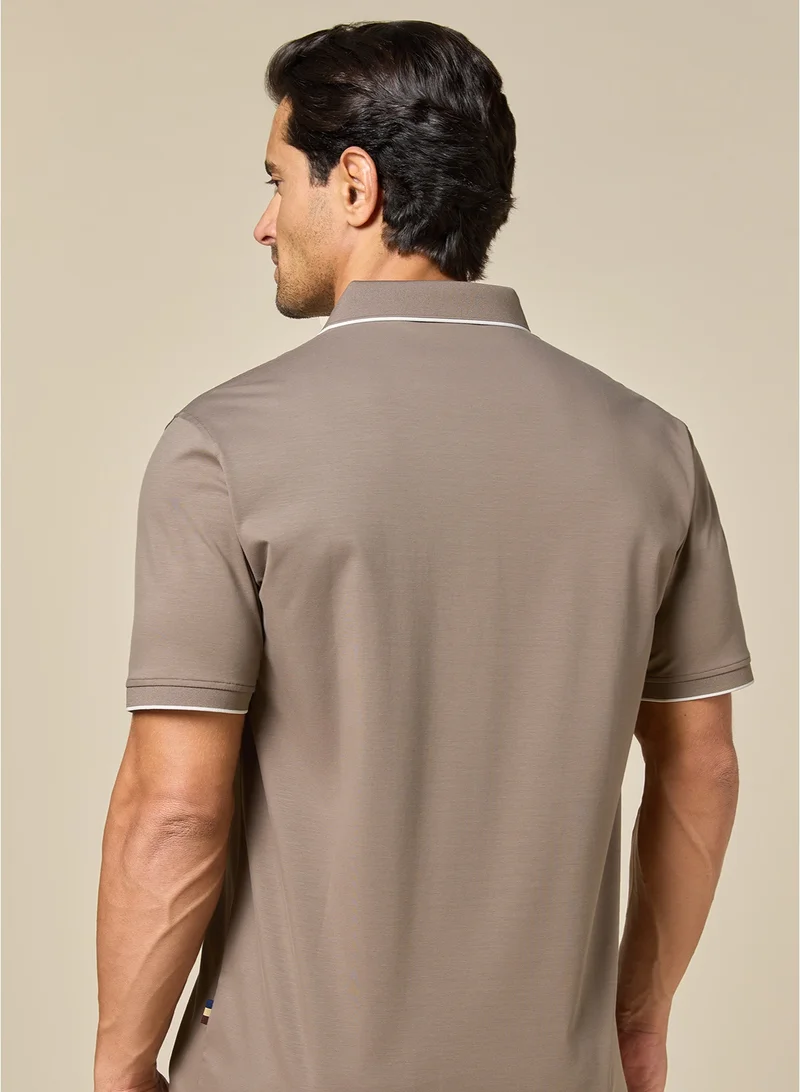 MANNERISM  The Soft Mocha Brown Cotton Polo Comfort Fit for Men | Best Price UAE