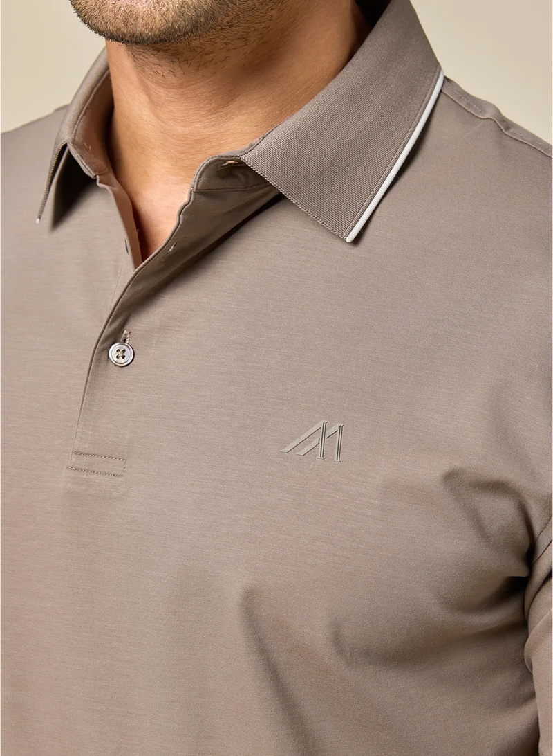 MANNERISM  The Soft Mocha Brown Cotton Polo Comfort Fit for Men | Best Price UAE