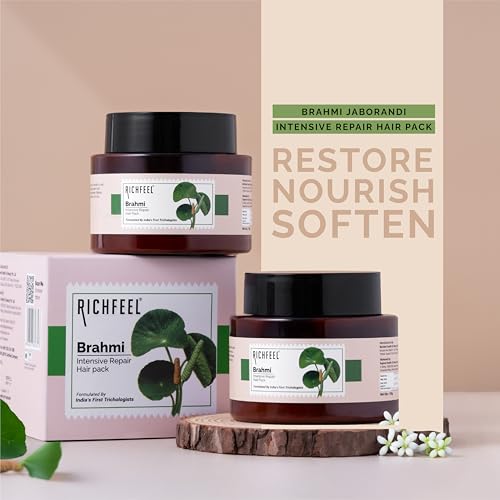 Richfeel Brahmi Intensive Repair Hair Pack | Controls Hair Fall Treats Damage, Split Ends and Breakage | Deep Conditioning | Trichologist Formulated | 100 g - Image 5