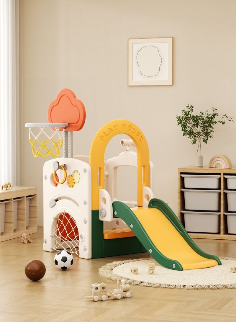 فول جوي زحليقة اطفال مع تلسكوب وكرة سلة وطاولة وبيت لعب داخلي ومرمي كرة قدم  للأماكن الداخلية والخارجية للاماكن المغلقة او المفتوحة - Image 1