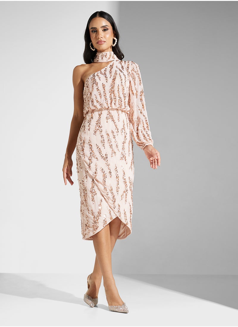 Amelia Rose Embellished Mesh Detailed Dress  - Image 4