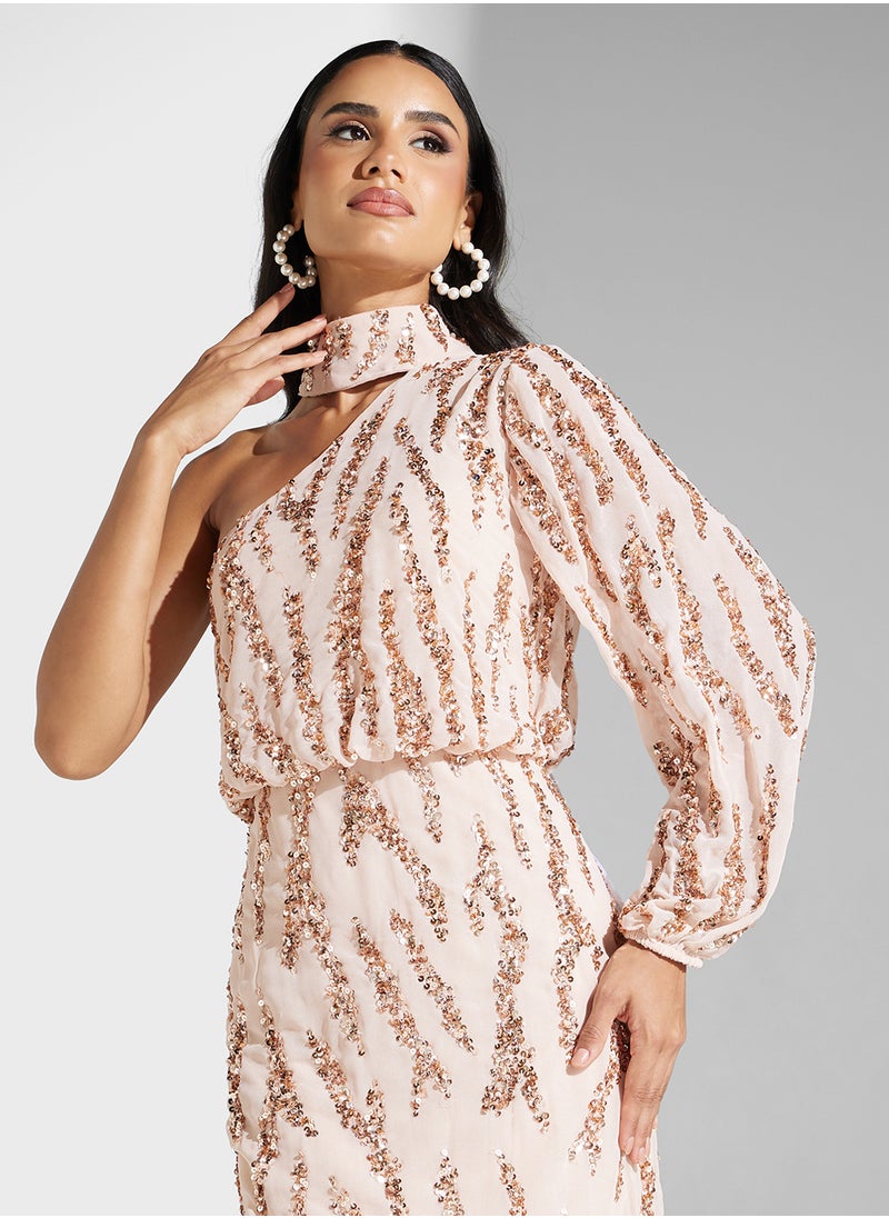 Amelia Rose Embellished Mesh Detailed Dress  - Image 3