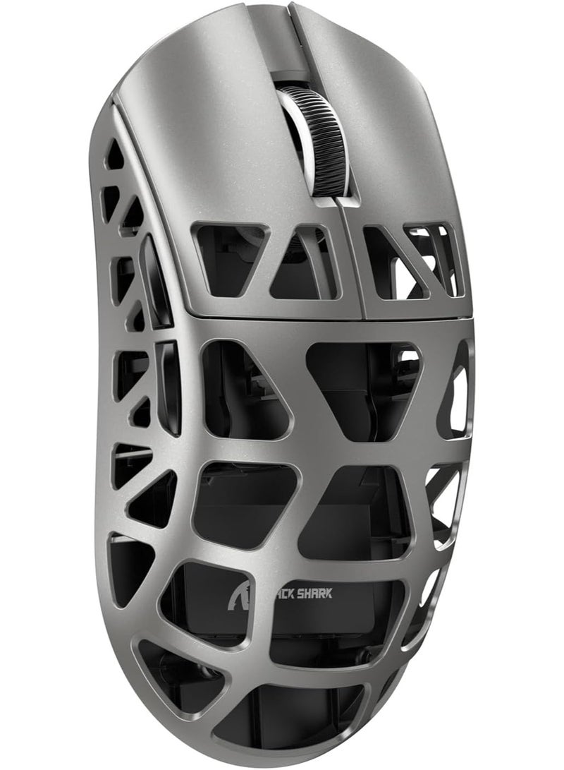 Attack Shark Shark Attack R3 Wireless Gaming Mouse 8K Lightweight 46g Magnesium Alloy Wired/Bluetooth/2.4GHz Wireless Survey Rate 8000Hz Programmable Mouse with PAW3395 Optical Sensor 26KPPI for Windows/Mac (Silver Gray) - Image 1