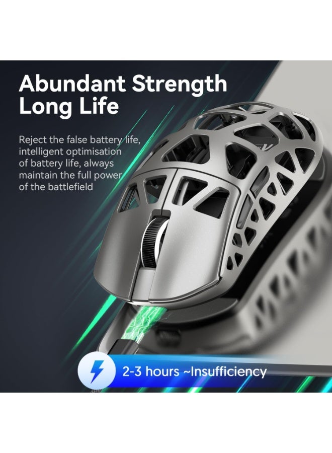 Attack Shark Shark Attack R3 Wireless Gaming Mouse 8K Lightweight 46g Magnesium Alloy Wired/Bluetooth/2.4GHz Wireless Survey Rate 8000Hz Programmable Mouse with PAW3395 Optical Sensor 26KPPI for Windows/Mac (Silver Gray) - Image 5