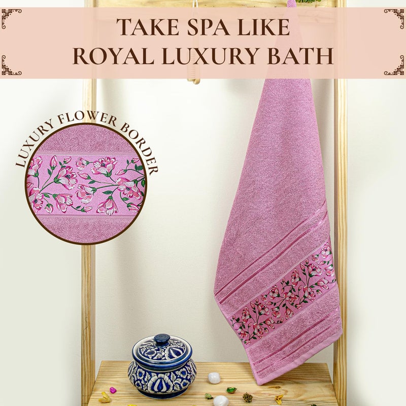 Rangoli Victoria 100% Cotton Bath Towel - Ultra Soft, Super Absorbent, 440 GSM, Purple - Image 3