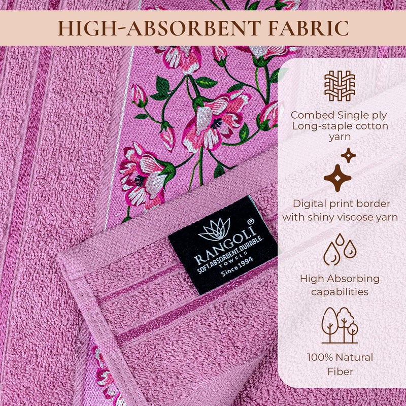 Rangoli Victoria 100% Cotton Bath Towel - Ultra Soft, Super Absorbent, 440 GSM, Purple - Image 4