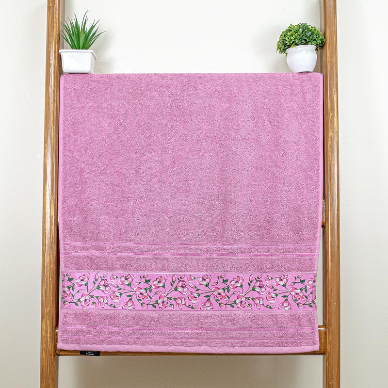 Rangoli Victoria 100% Cotton Bath Towel - Ultra Soft, Super Absorbent, 440 GSM, Purple - Image 1