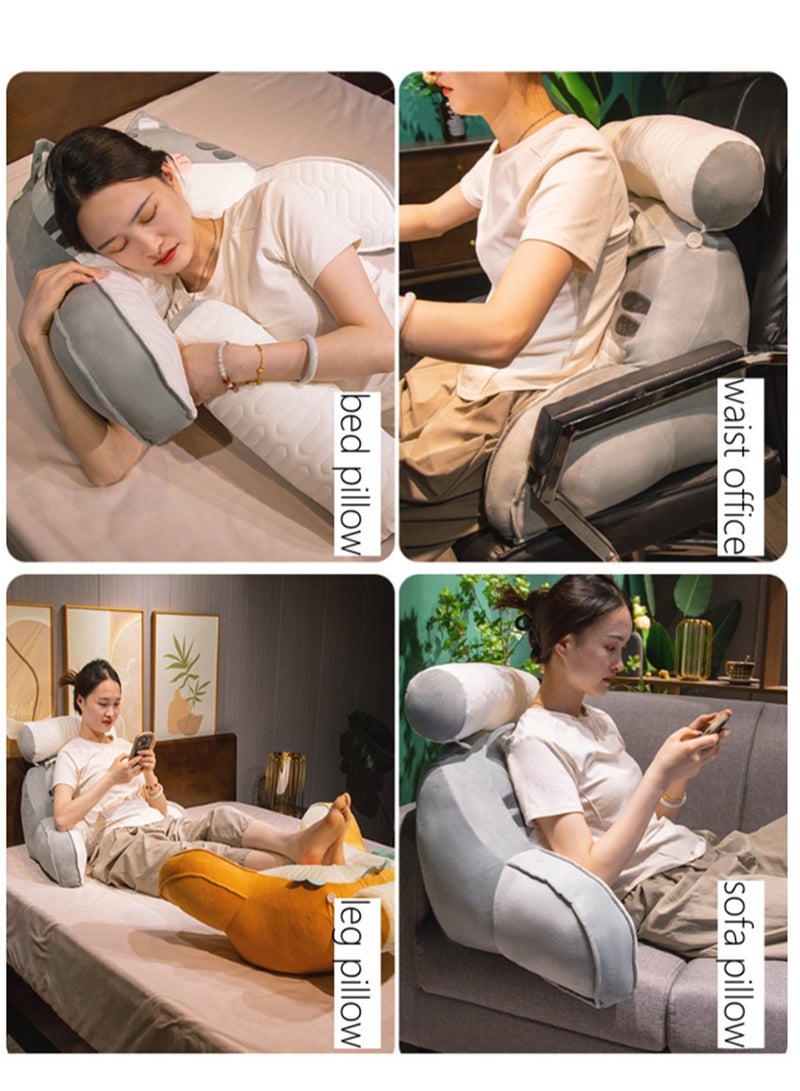 Golden Reading Pillow, Large Size Backrest Pillow Breathable Back Pillow with Removeable and Washable, Bed Rest Pillow with Arm and Back Support Lumbar Cushion for Watching TV Reading and Working On Laptop  - Image 4
