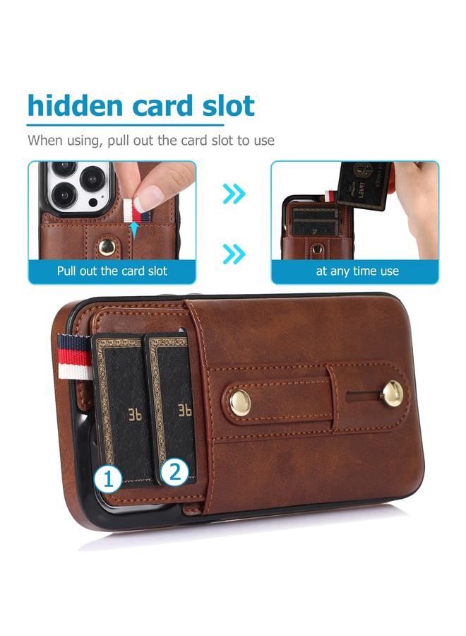 Zaboon Case For iPhone 12 Pro Max Wristband Kickstand Wallet Leather Phone Case - Image 4