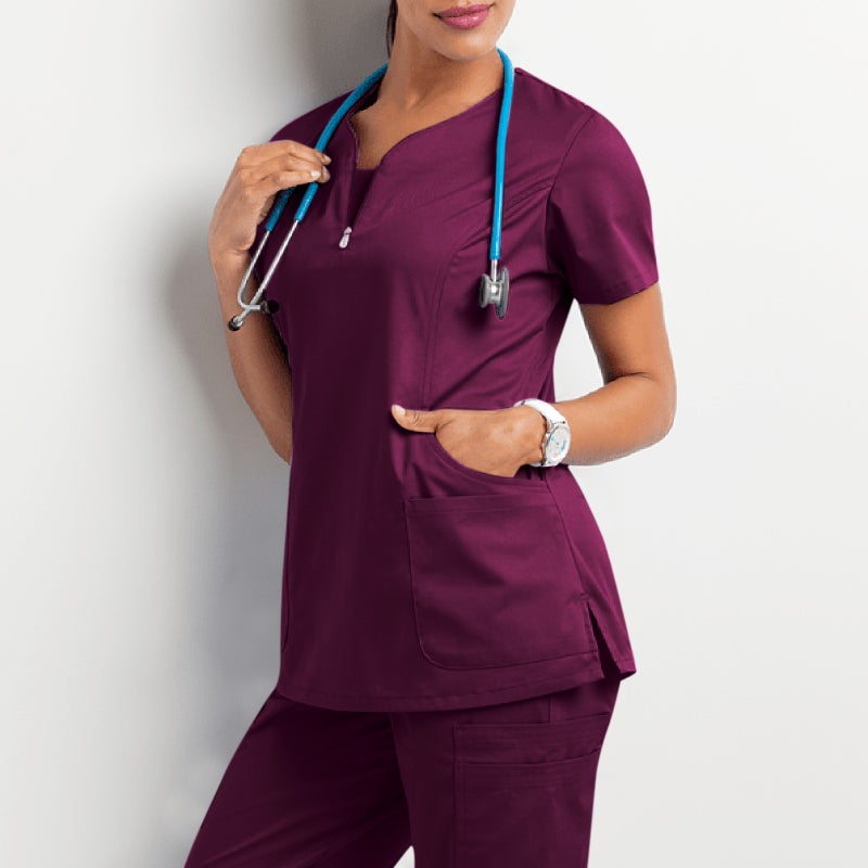 Amazon operating room short-sleeved hand-washing clothes womens top short T work clothes nurse surgeon isolation clothes work clothes C A blue  - Image 2