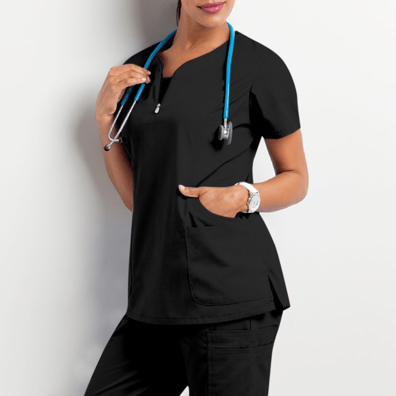 Amazon operating room short-sleeved hand-washing clothes womens top short T work clothes nurse surgeon isolation clothes work clothes C A blue  - Image 4