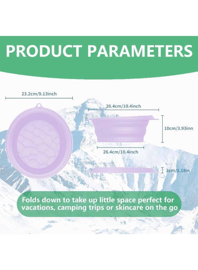 وعاء حمام ثلج للوجه مع صينية مكعبات ثلج مدمجة - وعاء حمام ثلج للوجه قابل للطي من السيليكون للعلاج بالغطس البارد وشد الجلد - أداة سبا محمولة للمنزل والسفر - Image 3