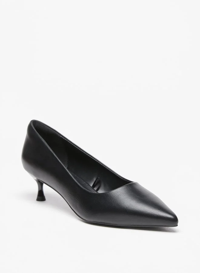 سيليست Women's Solid Slip-On Pumps with Kitten Heels