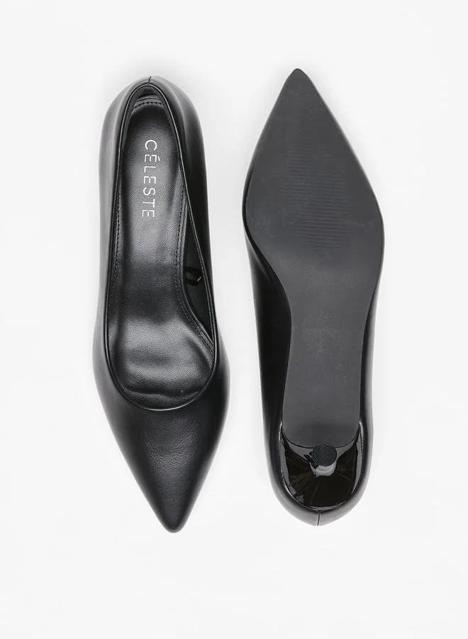 سيليست Women's Solid Slip-On Pumps with Kitten Heels