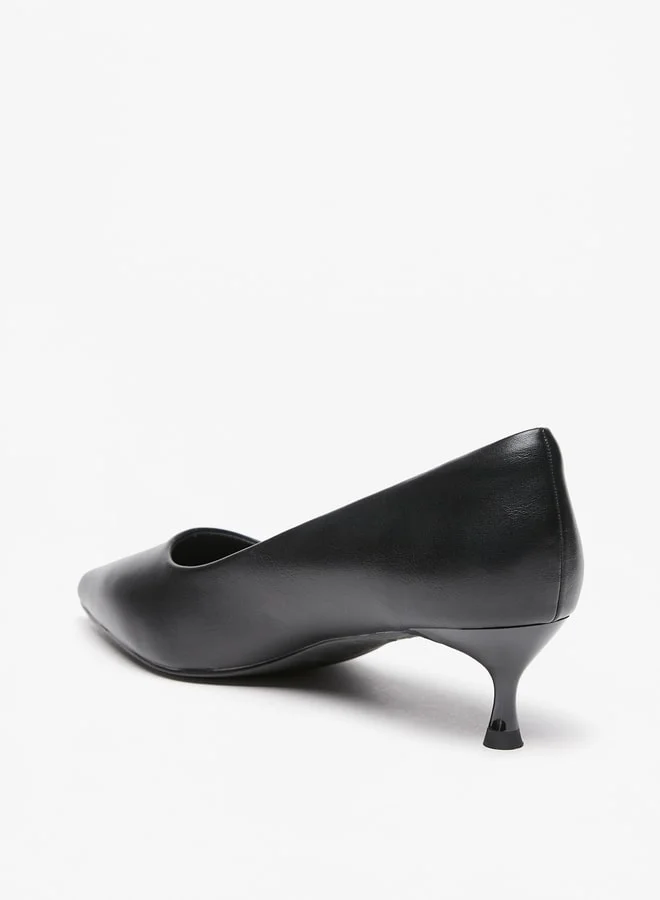 سيليست Women's Solid Slip-On Pumps with Kitten Heels