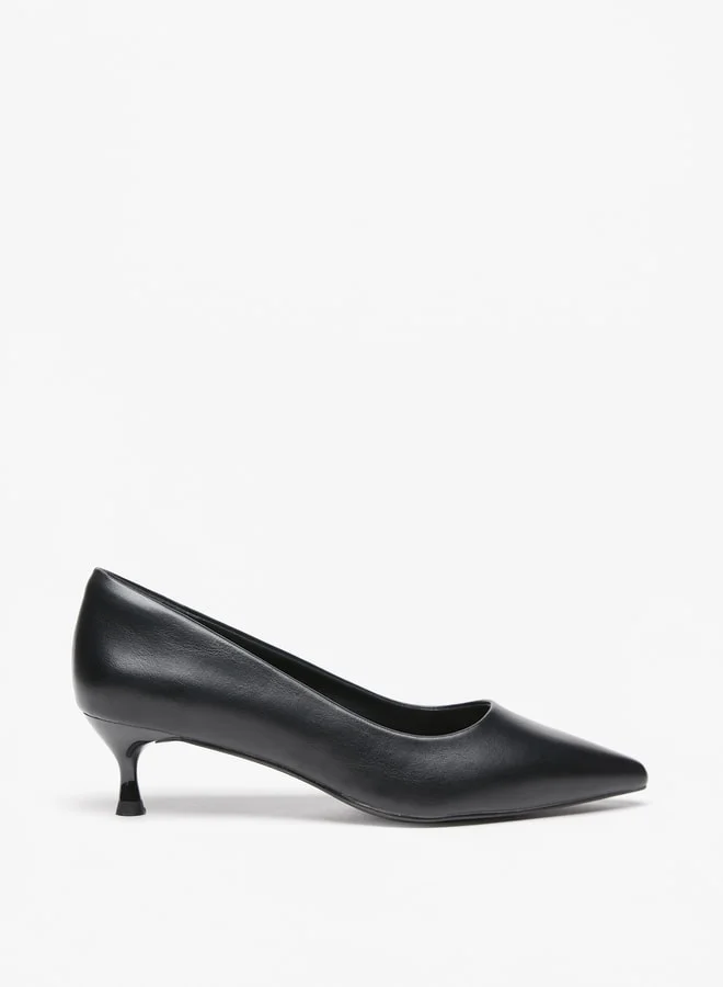 سيليست Women's Solid Slip-On Pumps with Kitten Heels
