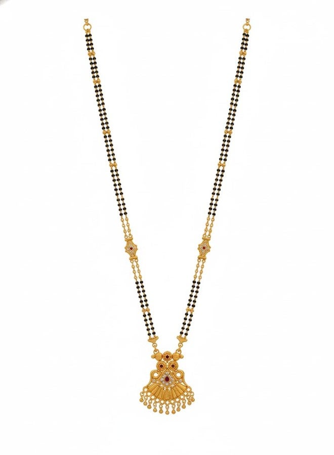 Cart Log قلادة مانجالسوترا طويلة أنيقة للنساء | قلادة مانجالسوترا مع تعليقة | مجوهرات مانجالسوترا عصرية وتقليدية للنساء - Image 1
