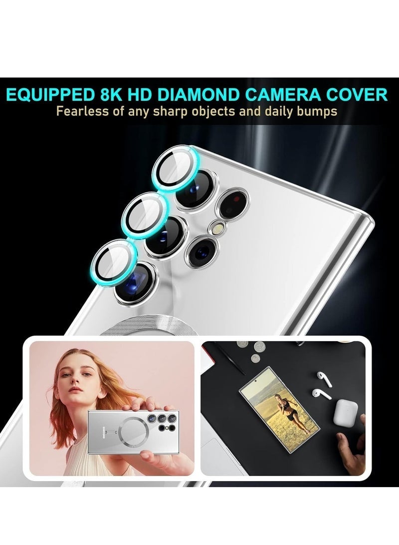 LEDIN Case Compatible with Samsung Galaxy S25 Ultra 6.8" | Clear Magnetic Case for Wireless Charging | Shockproof Camera Protection | Soft TPU Bumper Cover | Scratch-Resistant & Slim Fit | Anti-Yellowing Transparent Design Silver - Image 5