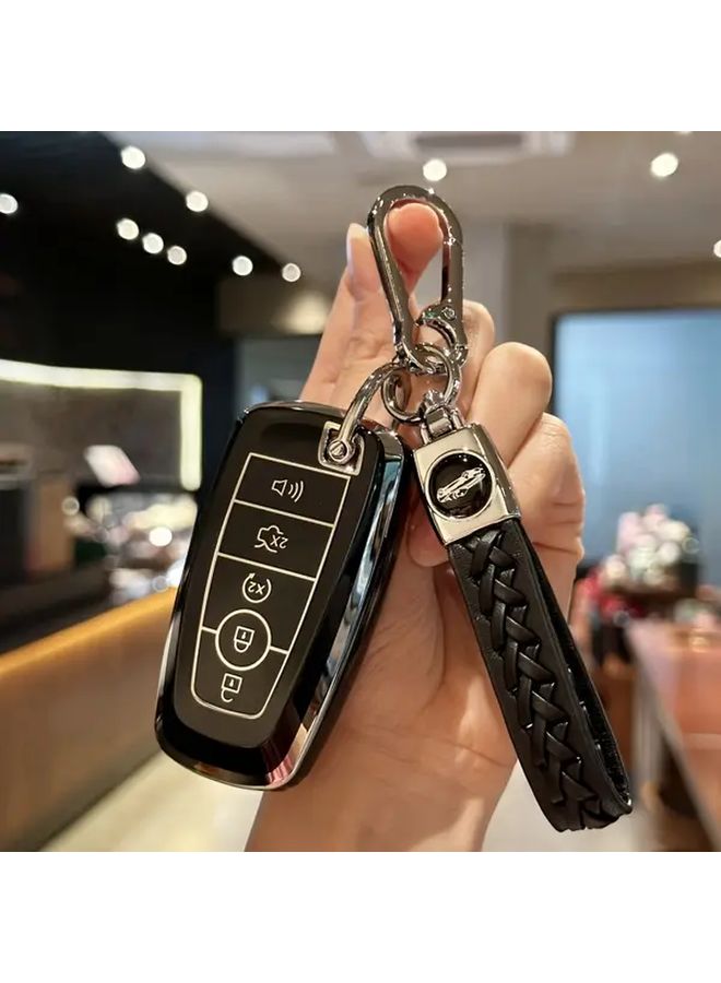 غطاء المفتاح المصنوع من TPU الوردي بخمسة أزرار للسيارات والشاحنات فورد، إكسسوار واقي لسلسلة المفاتيح - Image 1
