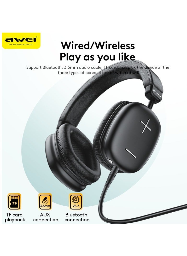 Awei - Awei AT9 True Wireless Headphone - Stereo Sound With HD Microphone. Lightweight Foldable Body - Black - Image 1