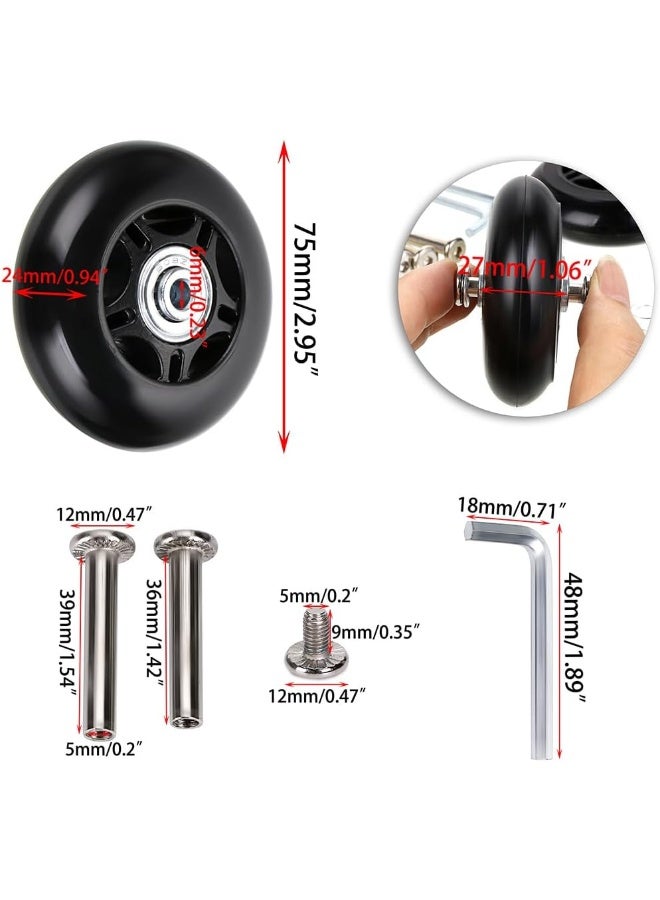 OwnMy OwnMy 75 x 24mm Luggage Suitcase Replacement Wheels, Rubber Swivel Caster Wheels Bearings Repair Kits, Set of 2  - Image 4