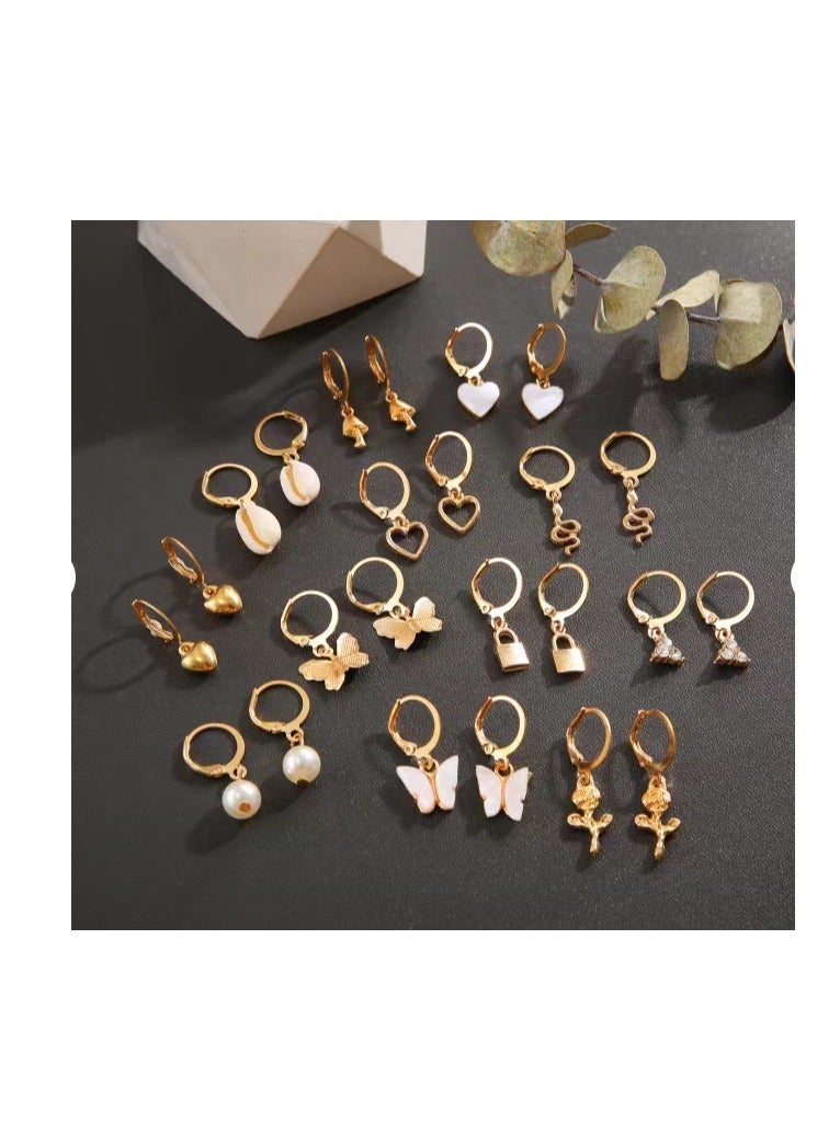 مجموعة أقراط من 12 قطعة مصنوعة من سبائك معدنية - Image 2