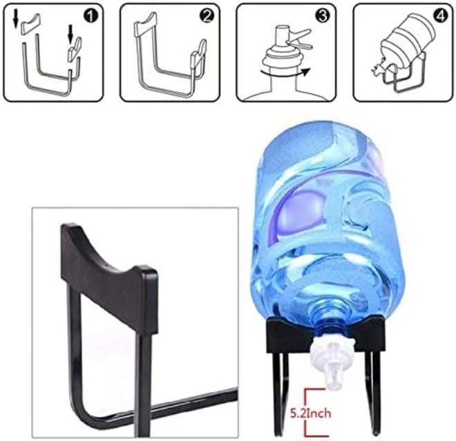 Metal 5 Gallon Water Jug Stand Dispenser with 2.15 Inch Dustproof Valve,Non-Slip Drinking Water Cooler Rack with Reusable Spout - Image 2