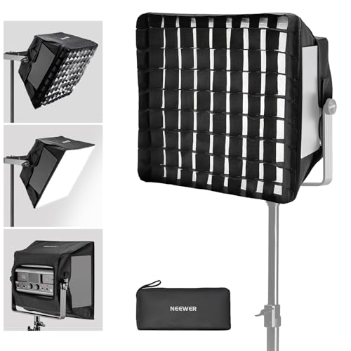 NEEWER Upgraded Softbox Diffuser for RGB1200 LED Video Light Panel, 14.6"x13.6"/37x34.5cm Foldable with Grid/Bag/Blackout Hood, No Need to Remove barndoors Quick Set Up for Portrait Soft Light, NS5S - Image 1