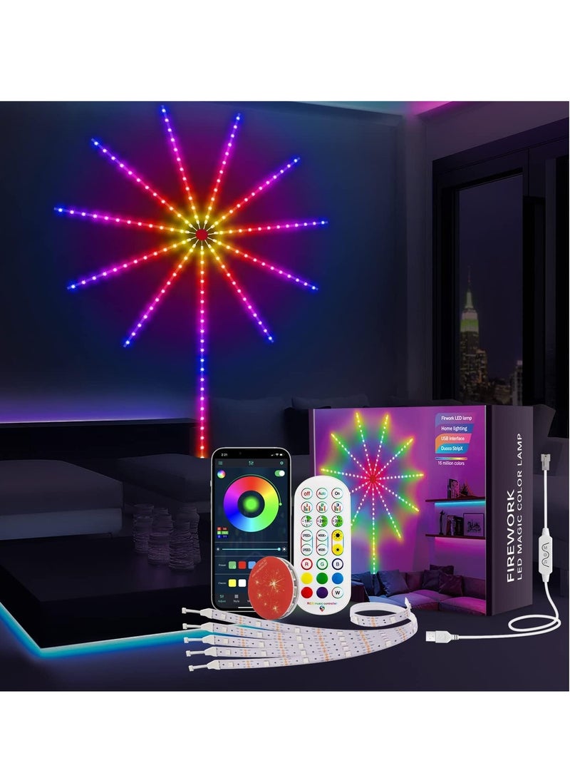 أضواء الألعاب النارية الذكية LED الجديدة لغرفة النوم - تعمل بالطاقة من USB، 30 سم، مع تأثير الانفجار عند الإطلاق - Image 1