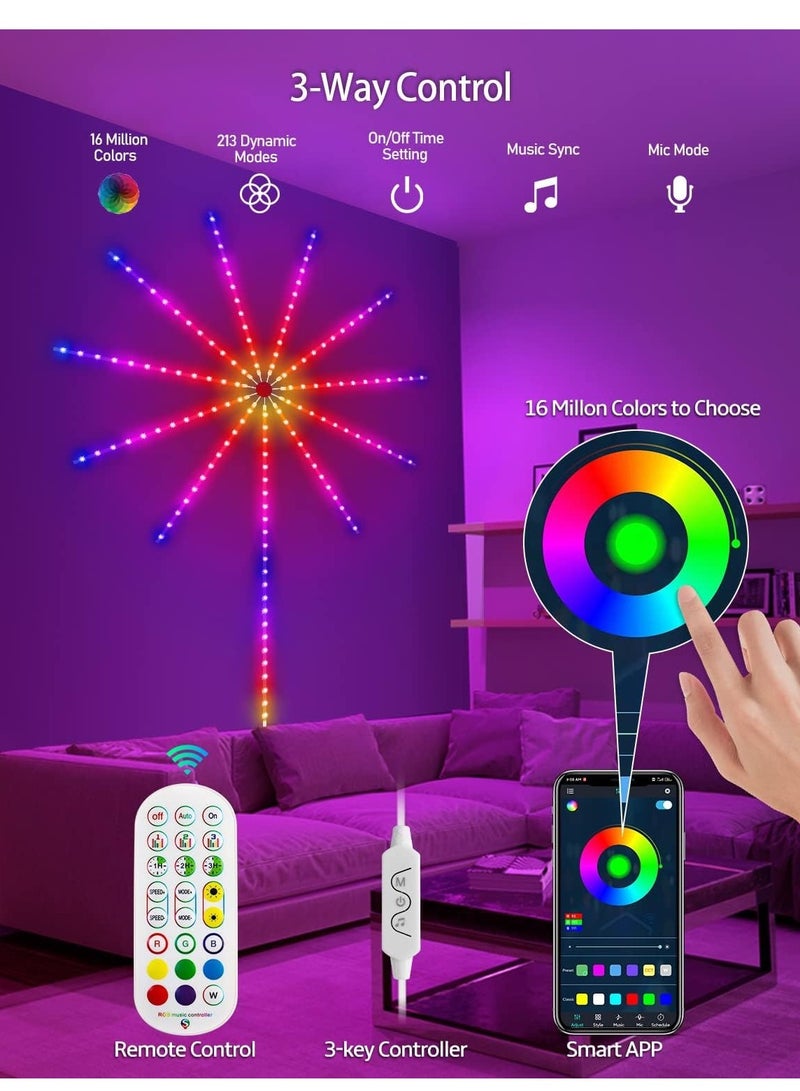 أضواء الألعاب النارية الذكية LED الجديدة لغرفة النوم - تعمل بالطاقة من USB، 30 سم، مع تأثير الانفجار عند الإطلاق - Image 3