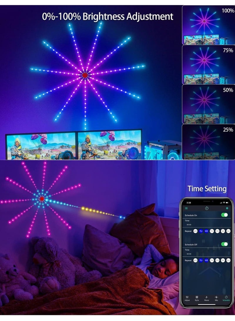 أضواء الألعاب النارية الذكية LED الجديدة لغرفة النوم - تعمل بالطاقة من USB، 30 سم، مع تأثير الانفجار عند الإطلاق - Image 4