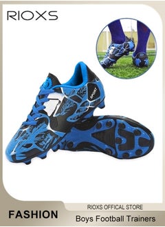 RIOXS Boys Football Boots Trainers,Unisex Soccer Trainers,Kids Professional Soccer Cleats Shoes,Competition Training Shoes,Non-Slip Sneakers For Kids Youth And Adults,Athletic Outdoor Sports Shoes For Running Football,Indoor Firm Ground Lace-Up Soccer Shoes  - Image 1