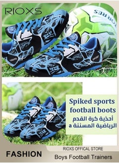 RIOXS Boys Football Boots Trainers,Unisex Soccer Trainers,Kids Professional Soccer Cleats Shoes,Competition Training Shoes,Non-Slip Sneakers For Kids Youth And Adults,Athletic Outdoor Sports Shoes For Running Football,Indoor Firm Ground Lace-Up Soccer Shoes  - Image 2